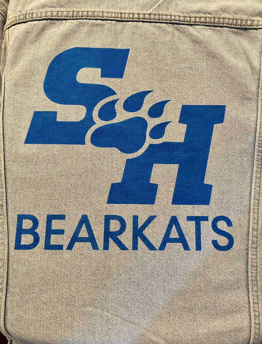 mltrujillo31's tweet photo. Custom Sam Houston State denim jacket. Eat ‘em up Kats! https://t.co/FtFHSFpR6l
