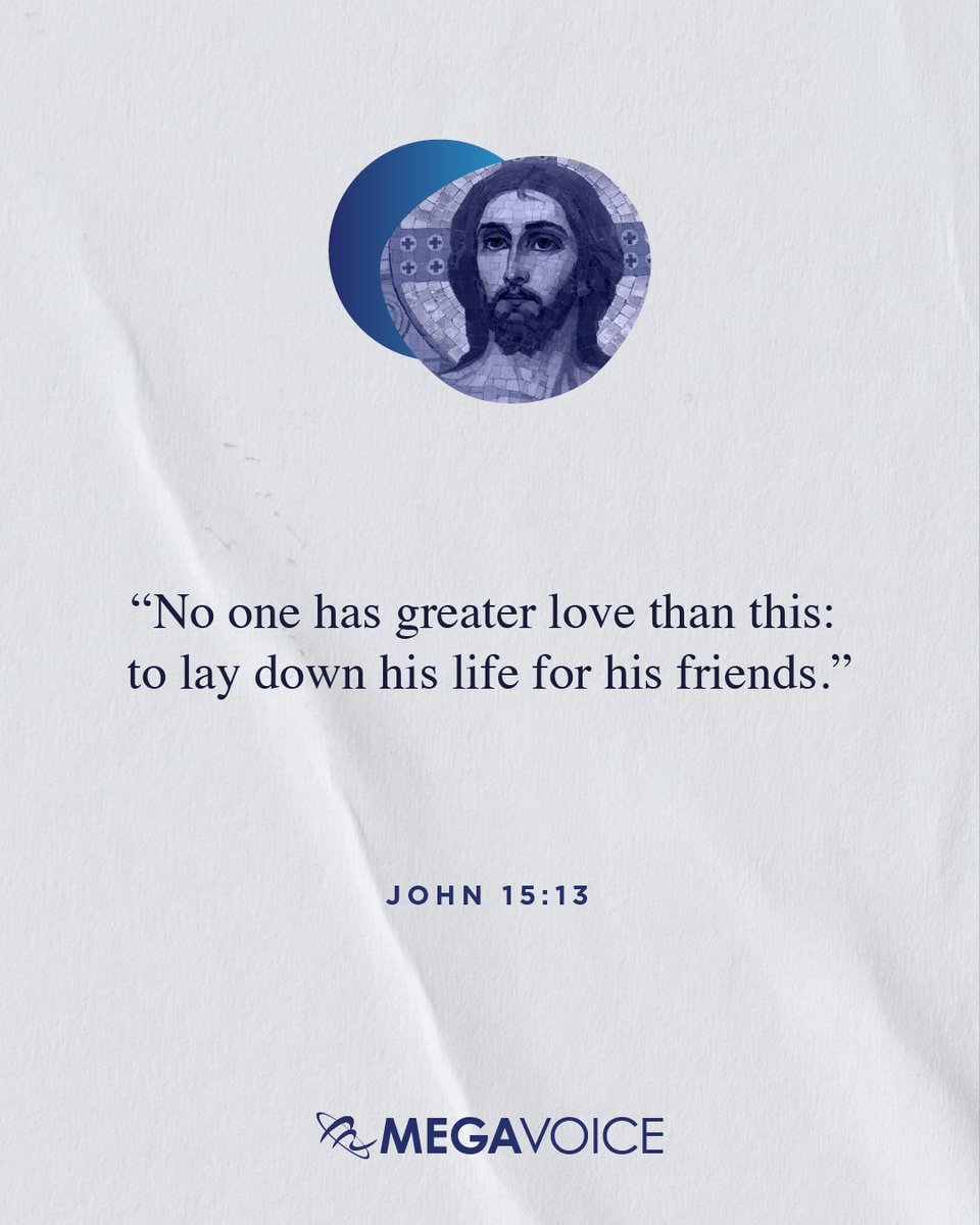 MegaVoice (@megavoicetweets) on Twitter photo No one has greater love than this: to lay down his life for his friends.
John 15:13
#BibleVerse #Valentines #TrueLove #GodisLove #Jesus #AudioBibles #MegaVoice No one has greater love than this: to lay down his life for his friends.
John 15:13
#BibleVerse #Valentines #TrueLove #GodisLove #Jesus #AudioBibles #MegaVoice
