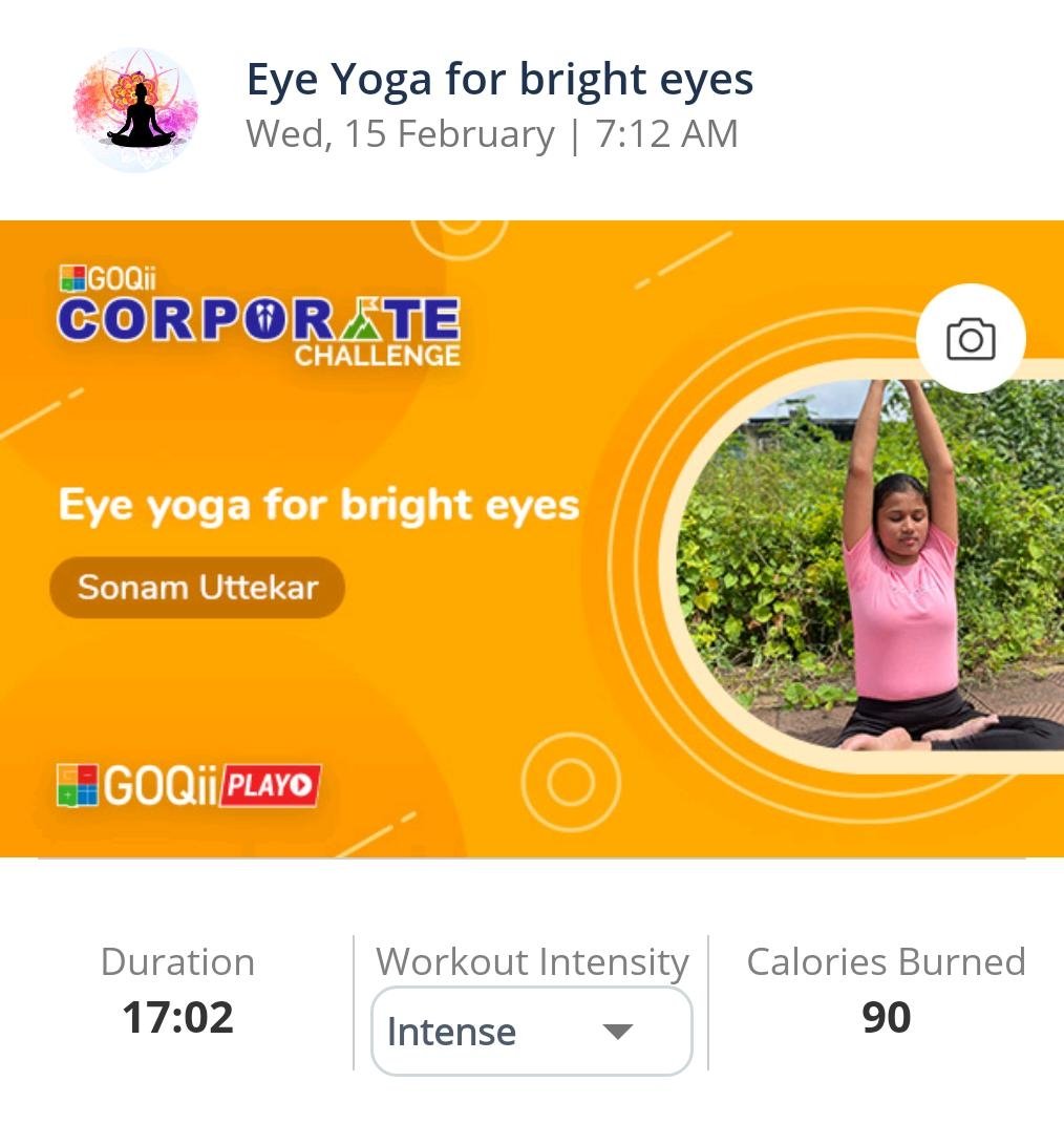 class 'Eye Yoga for bright eyes' by  GCC  is now LIVE. Join in soon at goqiiapp.page.link/bbbzK @GOQii #BeTheForce