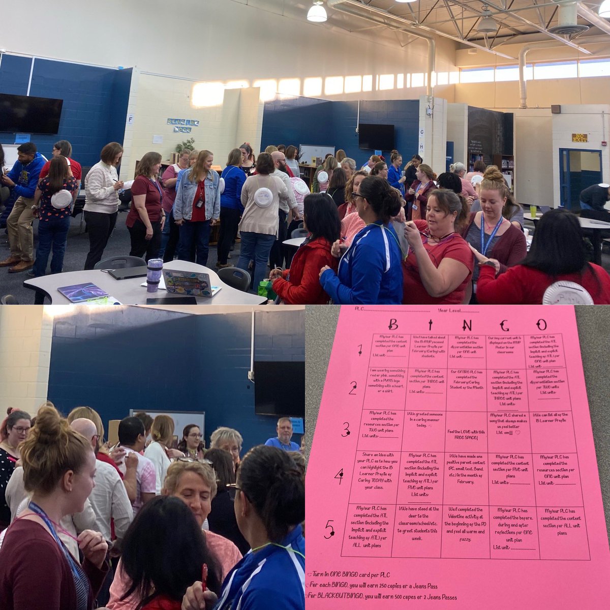 PineViewMiddle's tweet photo. Who loves to see their staff having a great time with an #ibcaring opening activity before our Valentine’s Day IB MYP Bingo Staff PD? 👉🏻This Principal does!! #ibstrong https://t.co/35GWMrC1JN
