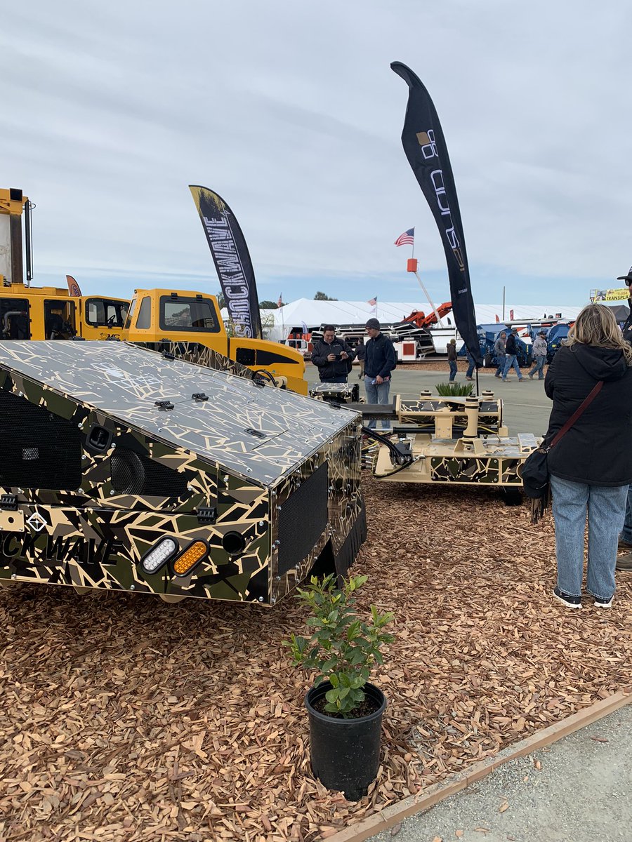 Coolest thing I saw @WorldAgExpo today autonomous almond harvest shaker. #AgTech #innovation @almondalliance