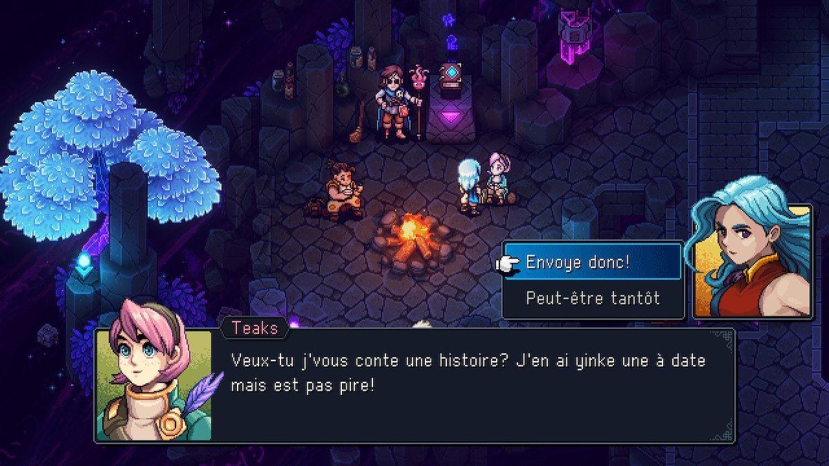 Roszipou's tweet photo. If you are French Canadian, do yourselfa favor and play the demo of @seaofstarsgame . I can't wait for the full release <3 @SabotageQc #NintendoSwitch https://t.co/DfCX8FXZyR