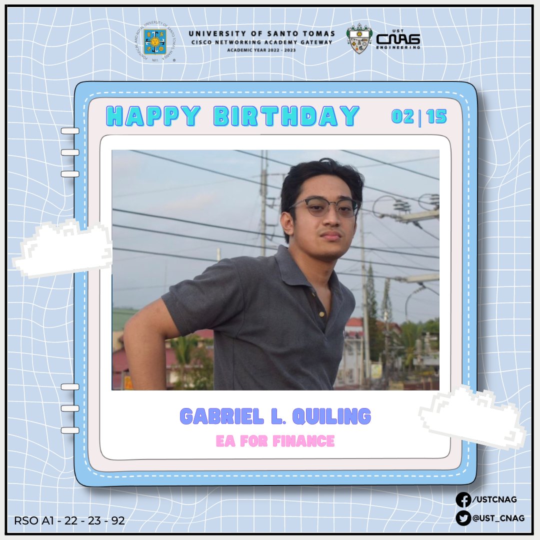 CNAG_UST's tweet photo. Greeting our EA for Finance, Gabriel, a very wonderful birthday! 🥳 

May your success shine with even brighter colors throughout this personal new year of yours. With love, from your CNAG family. 

Posted with permission. https://t.co/Nnt7y9reho