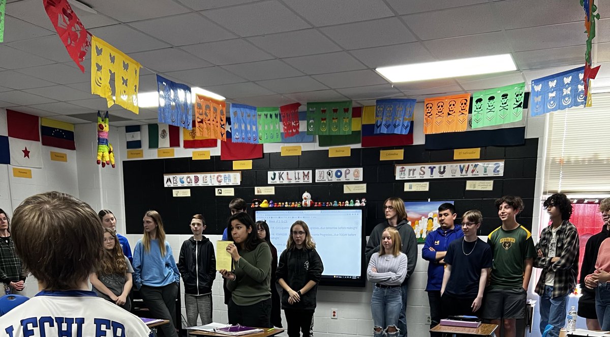 Task 2: The best moment of the day! At #StepUp, we are learning about Spanish vocabulary and notes from the lens of a student. This educator is amazing, and this is a class where Ss love and appreciate their teacher! 💙🤍 <a href="/ScherrSra/">Sra. Scherr</a> #Robinsonisd #RisdProtos