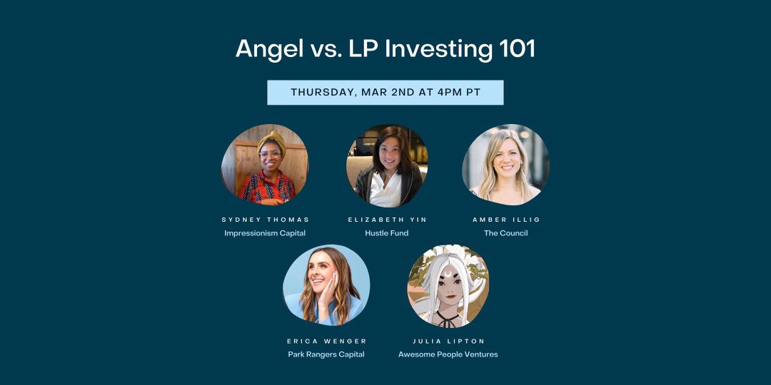 AmberIllig's tweet photo. After years in early stage investing, I get a ton of q’s from operators wanting to angel invest, and angels navigating LP opportunities.

🤫Hint: invite to a special event below https://t.co/82AYgbuWaF