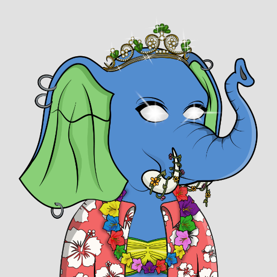 NftRedux's tweet photo. @ElephantNFTS He has the pink background and is all dressed up for the occasion, and when she looks at him she has stars in her eyes. The perfect match! https://t.co/lsDrPsWlxy