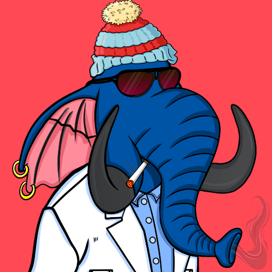 NftRedux's tweet photo. @ElephantNFTS He has the pink background and is all dressed up for the occasion, and when she looks at him she has stars in her eyes. The perfect match! https://t.co/lsDrPsWlxy