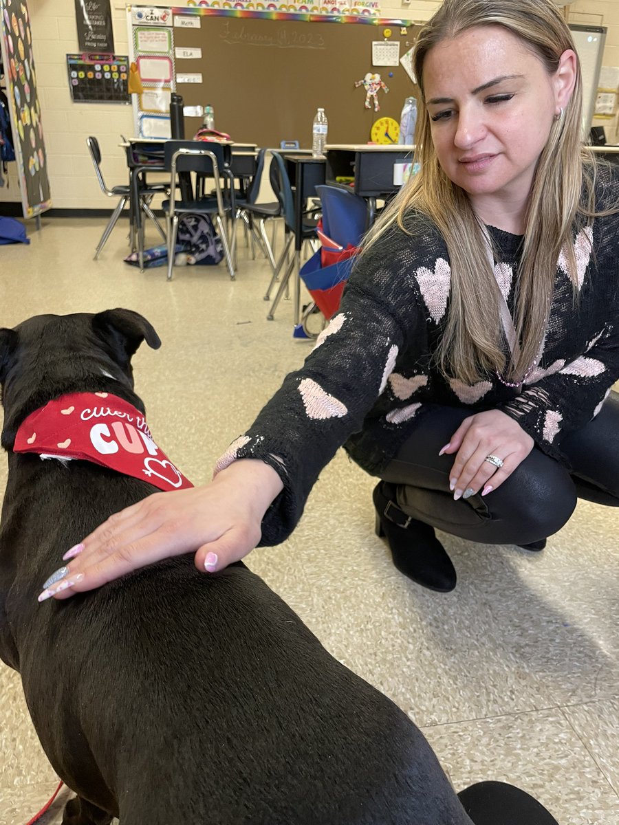 Spreading love to both students and staff <a href="/McDivittSchool/">Laurie Coletti</a> <a href="/ms_paLumb0/">Ms. Palumbo 🍎</a> 💕 #therapydog #loveandservice