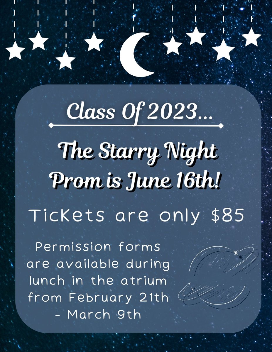 Prom 2023 is quickly approaching! Save the date for June 16, 2023! Permission forms will be available from February 21- March 9th in the atrium. <a href="/DavidSuzukiSS/">David Suzuki Secondary School</a>