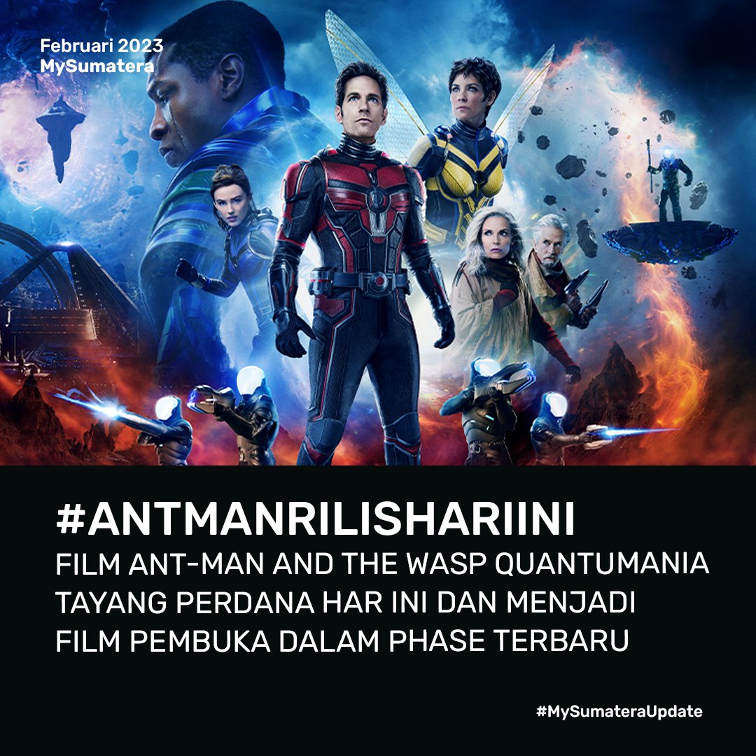 MySumatera's tweet photo. Akhirnya yang ditunggu-tunggu resmi tayang, Ant Man and The Wasp Quantumania (15/2)!😍

Siap ngeliat aksinya Paul Rudd? Ini sutradaranya sampai tekanan batin loh karena banyak teka-teki cerita yang gak terduga-duga 😭😮‍💨

#AntManAndTheWaspID #Marvel #IndiHome https://t.co/frpTWvCybF
