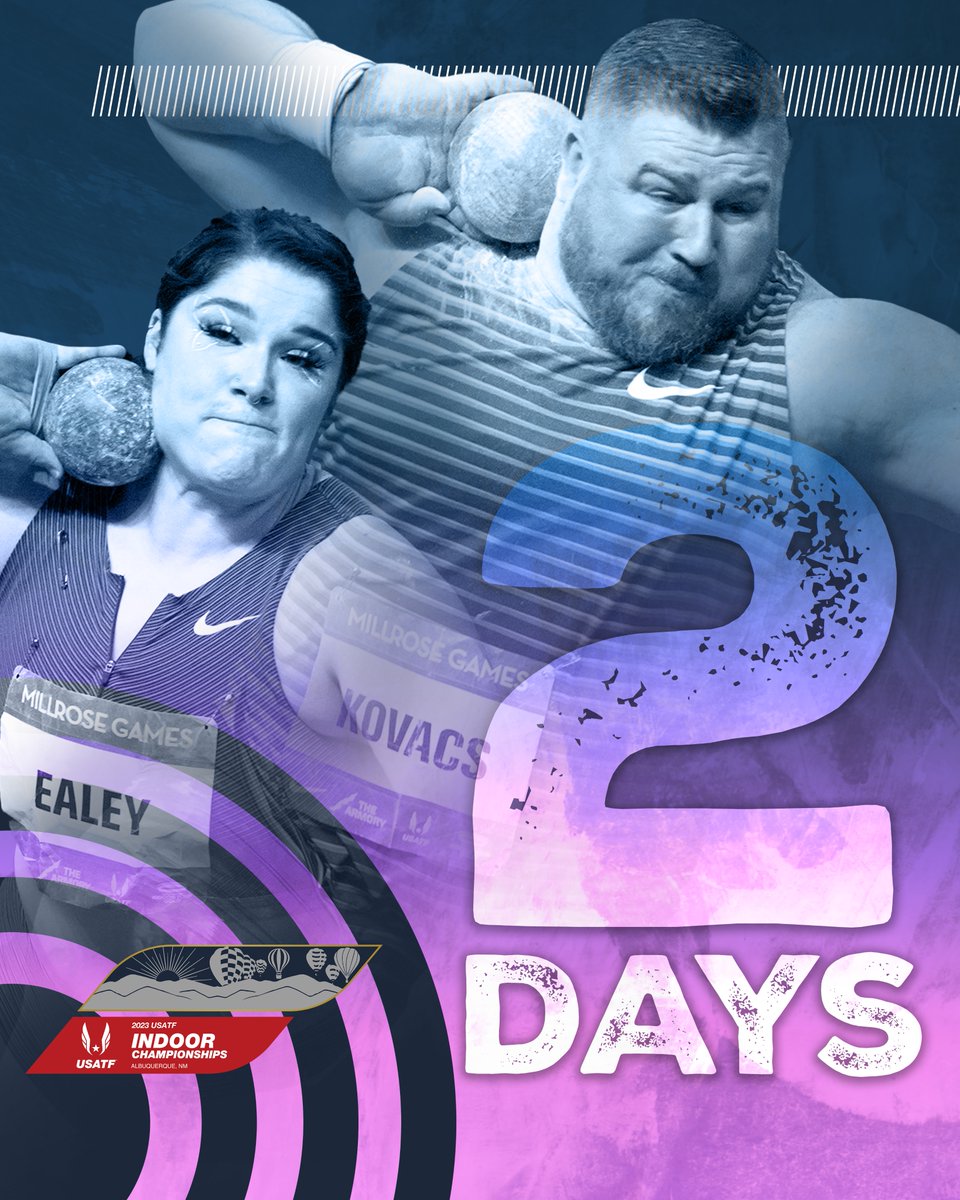 ✌️ days until #USATFIndoors
 
Set a reminder for the 2023 USATF Indoor Championships! Don’t miss the finals action on NBC, February 18, from 4-6 p.m. EST, with additional LIVE coverage February 16-18 on USATF.TV+.