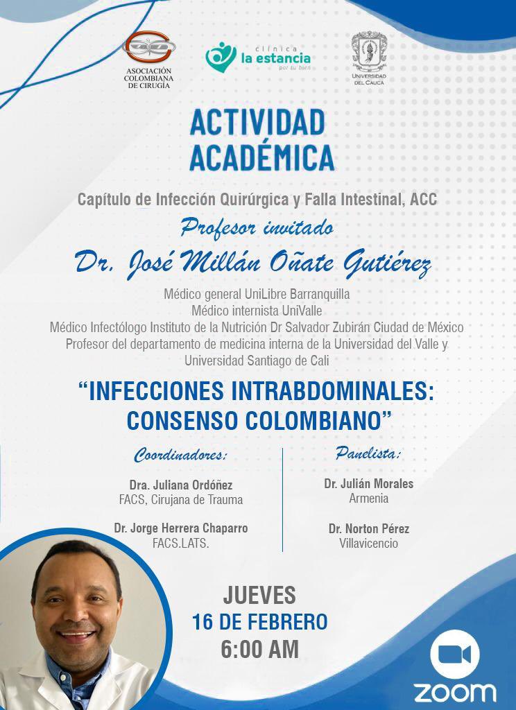 AsColCirugía (@ascolcirugia) on Twitter photo Cordialmente invitados a actividad académica de este jueves 16 feb 2023 hora 06:00 a.m
Link⬇️
us02web.zoom.us/j/81067616103?…
Código de acceso: 549169. <a href="/revcolcirugia/">Revista Colombiana de Cirugia</a> <a href="/OscarGuevaraHPB/">Oscar Guevara</a> <a href="/julianita206/">Juliana Maria Ordoñez MD FACS MACC MSPT</a> <a href="/CirugiaUsabana/">Departamento de Cirugía Universidad de La Sabana</a> <a href="/JorgeHe34342172/">Jorge Herrera</a> @Cirbosque <a href="/CUnicauca/">CirugiaUnicauca</a> #MedTwitter #SoMe4Surgery Cordialmente invitados a actividad académica de este jueves 16 feb 2023 hora 06:00 a.m
Link⬇️
us02web.zoom.us/j/81067616103?…
Código de acceso: 549169. <a href="/revcolcirugia/">Revista Colombiana de Cirugia</a> <a href="/OscarGuevaraHPB/">Oscar Guevara</a> <a href="/julianita206/">Juliana Maria Ordoñez MD FACS MACC MSPT</a> <a href="/CirugiaUsabana/">Departamento de Cirugía Universidad de La Sabana</a> <a href="/JorgeHe34342172/">Jorge Herrera</a> @Cirbosque <a href="/CUnicauca/">CirugiaUnicauca</a> #MedTwitter #SoMe4Surgery