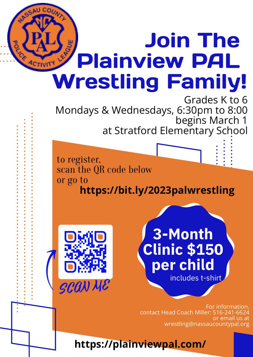 NassauCountyPAL's tweet photo. New Program:
Plainview PAL Wrestling. Please see information on flyer! https://t.co/EN0rWd0wLH