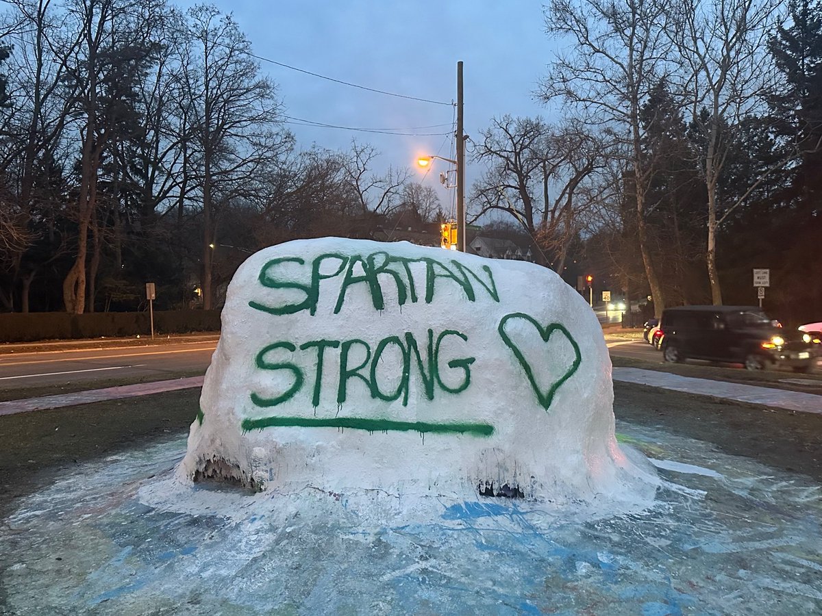 The Rock at the University of Michigan this evening. We’re all one big Michigan family 💛💙💚🤍