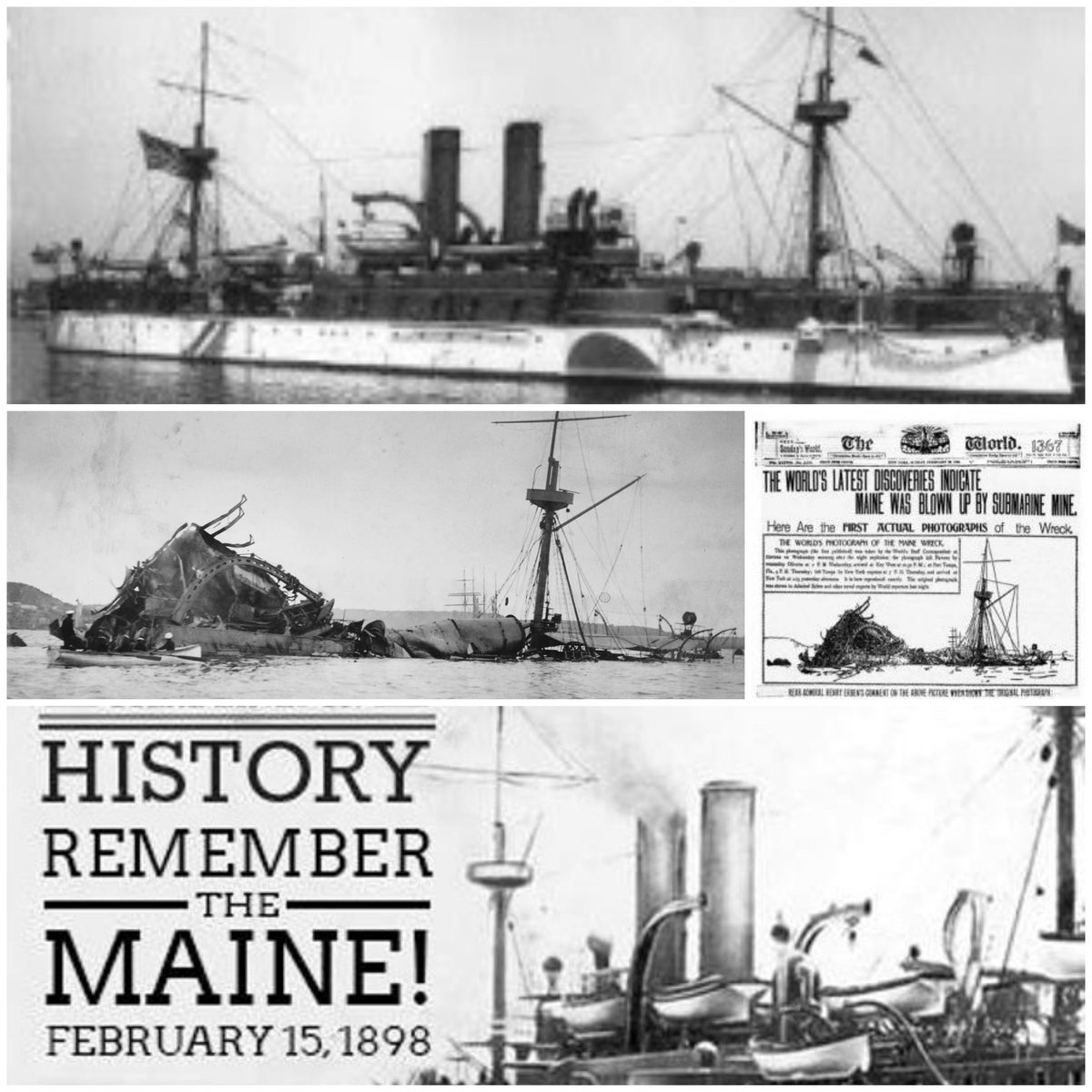 #CubaViveEnSuHistoria Se escucha un estruendo a las 21:40 horas en el puerto habanero, era una violenta explosión que hundía con rapidez el acorazado Maine. Hecho decisivo desencadenante de una nueva etapa en la historia de #Cuba. EEUU estaba preparando los planes, el pretexto.