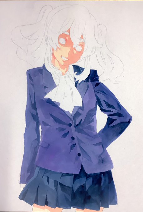 コミックヘヴンの色紙の制服の皺描いてる。(h 