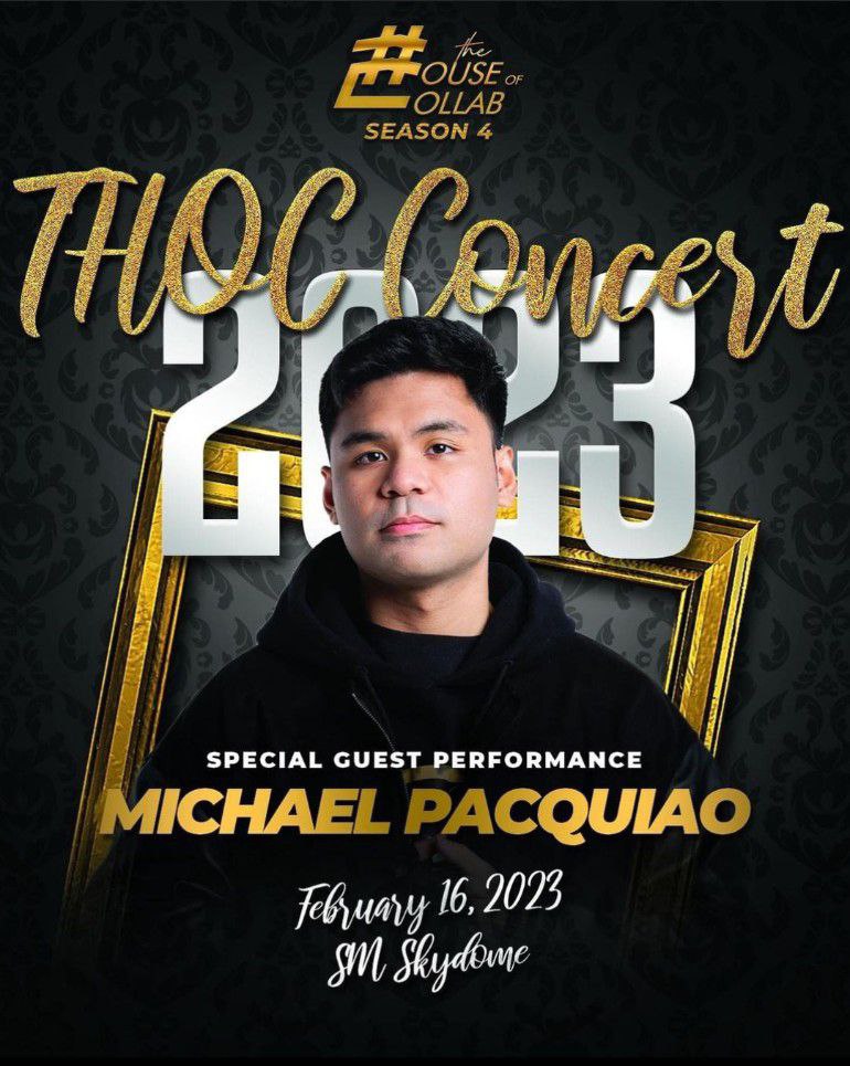 MusichaelsOFC's tweet photo. "THOC Concert 2023"

@PacquiaoMichael will be a special guest performer for tomorrow's (February 16, 2023) THOC Concert 2023 at SM Skydome.

See you there!🙌🏼 https://t.co/Moc5Kj51lT