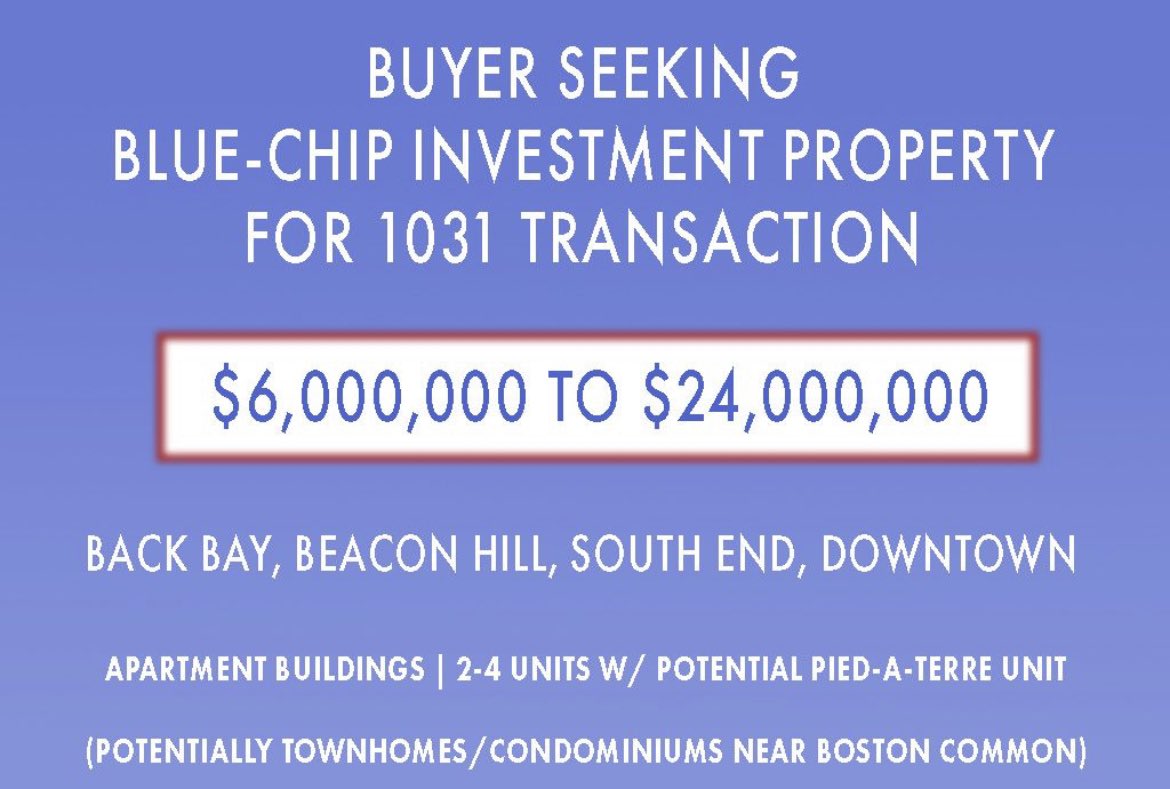 listwithkirsten's tweet image. My client is seeking an investment property in Boston for a 1031 exchange #bostonrealestate #bostoninvestmentproperties #bostonrealtor #bostonrealtors #bostonrealestateagent 

https://www.KirstenMcEleney.cons