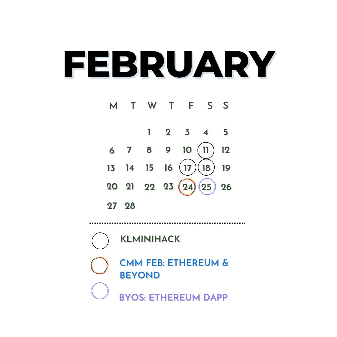 apubcc's tweet photo. ๐จ Calling all APUBCC members! ๐จ Don't miss out on our 3 big events this month -
KL Mini Hack Hackathon
Feb CMM : Ethereum & Beyond
Buidl Your Own Stuff: Ethereum dApp Workshop
๐๐
.
.
.
#February #APUBCC #Blockchain #KLMiniHack #MeetUp #BuidlYourOwnStuff #EthereumdApp #Crypto https://t.co/DOP5wGQeQv
