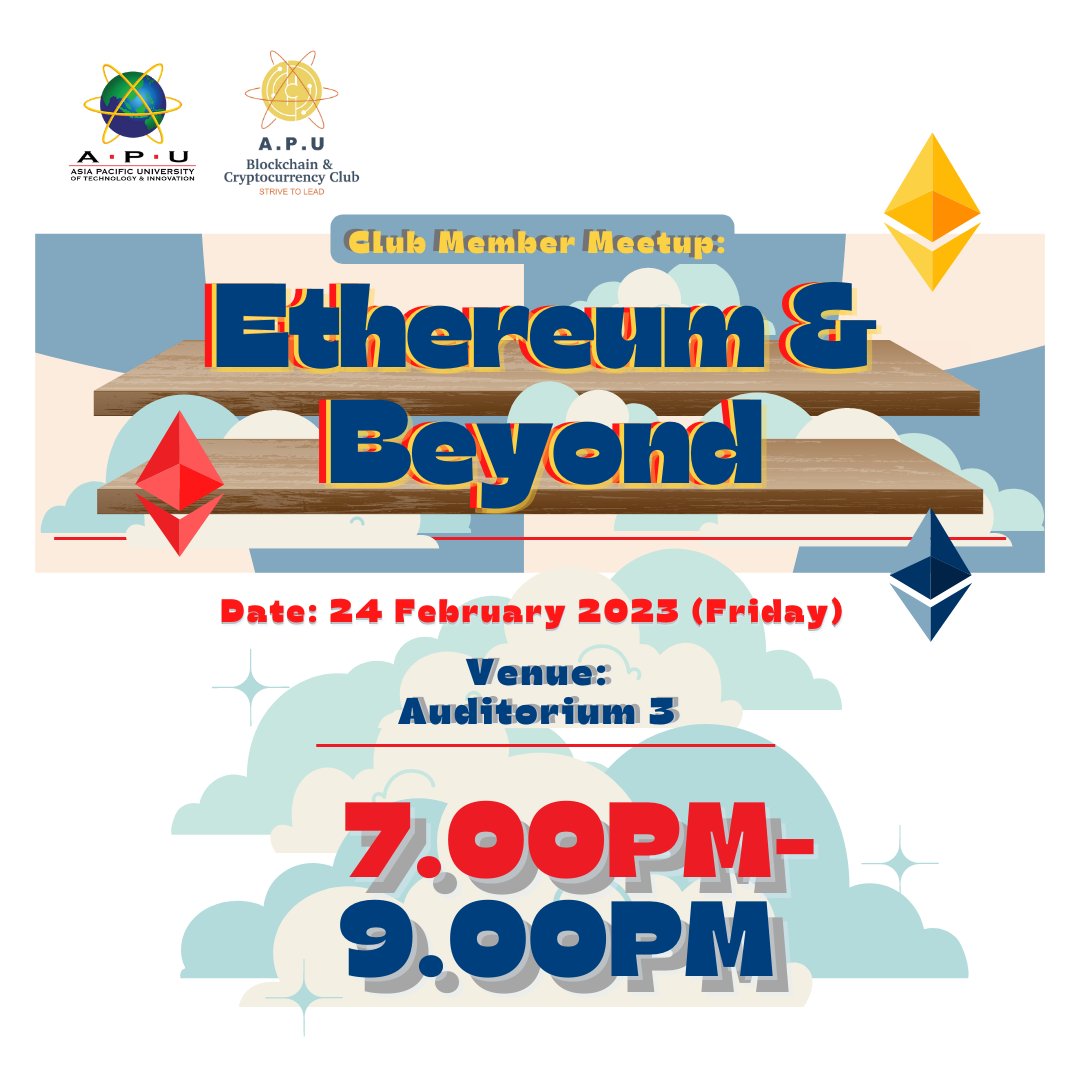 apubcc's tweet photo. ๐จ Calling all APUBCC members! ๐จ Don't miss out on our 3 big events this month -
KL Mini Hack Hackathon
Feb CMM : Ethereum & Beyond
Buidl Your Own Stuff: Ethereum dApp Workshop
๐๐
.
.
.
#February #APUBCC #Blockchain #KLMiniHack #MeetUp #BuidlYourOwnStuff #EthereumdApp #Crypto https://t.co/DOP5wGQeQv