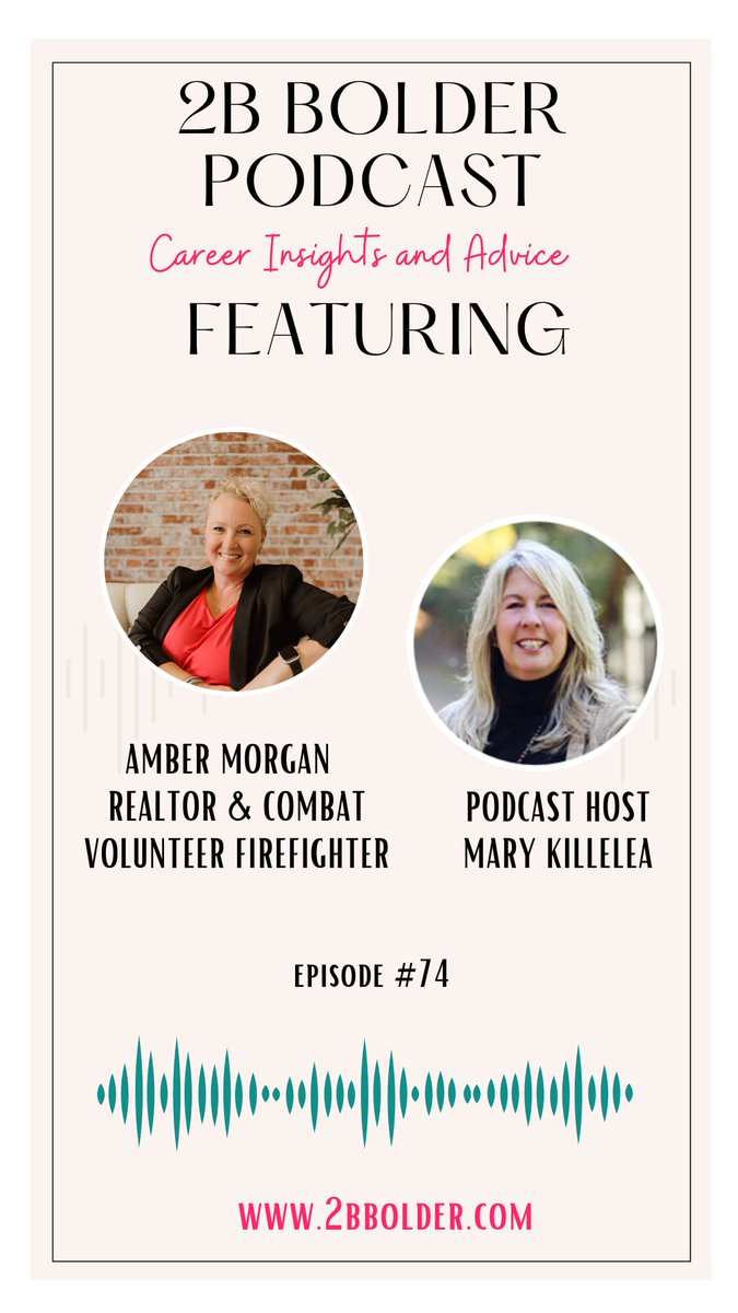 MaryKillelea's tweet photo. On the 2B Bolder Podcast,  Amber Morgan shares how she has overcome major challenges to become a top-performing realtor and a combat volunteer firefighter.  Tune in for actionable advice.
 https://t.co/27QimXuDPd  #careerstories #careeradvice  #careeroptions  #inspiringwomen https://t.co/quoipHcXlf