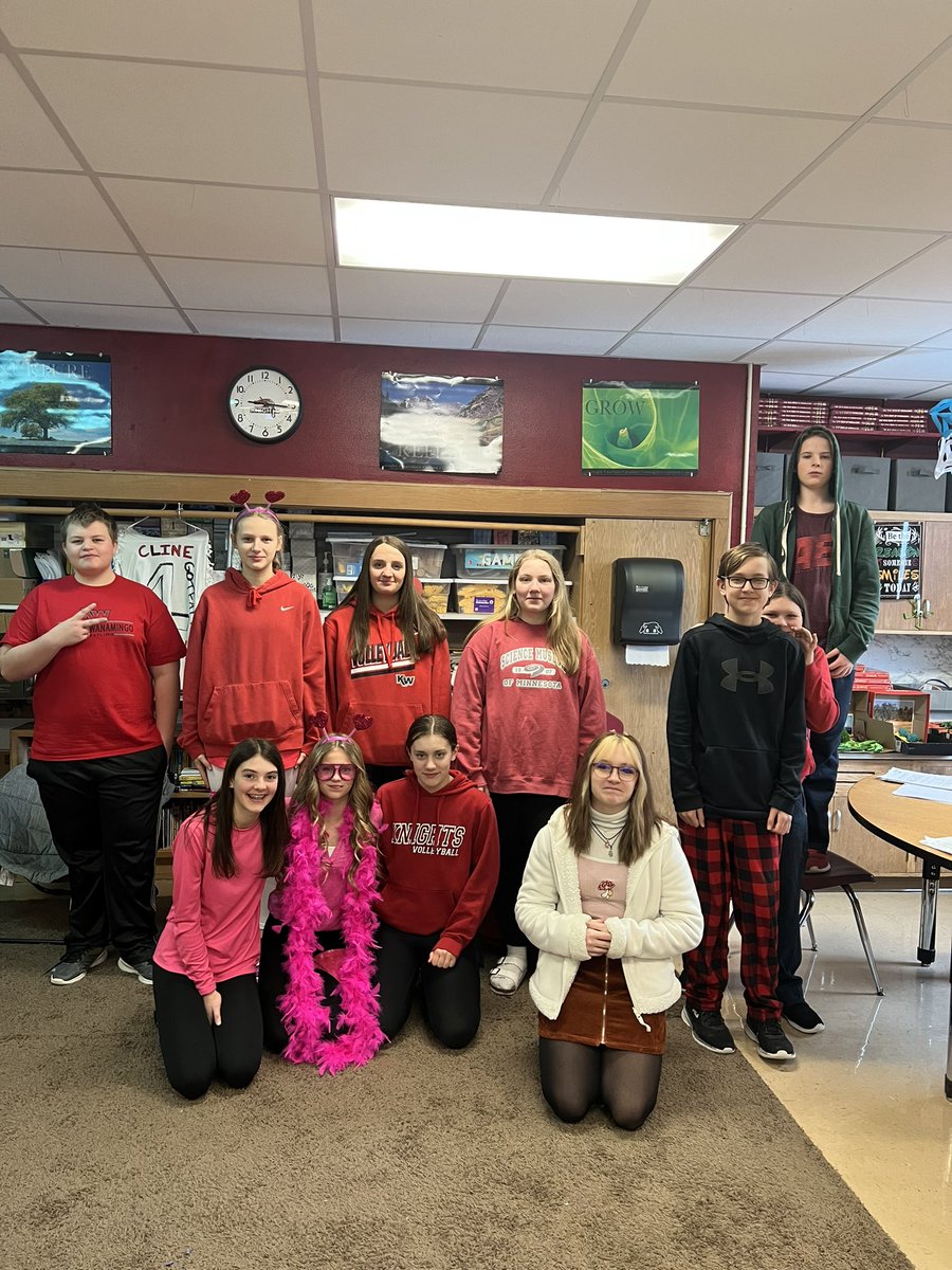 8th graders wearing PJs and red, pink and white for Valentine’s Day! <a href="/kwpublicschools/">K-W Public Schools</a> <a href="/KW7thand8th/">KW 78</a> <a href="/KWPrincipalRyan/">KW 7-12</a>