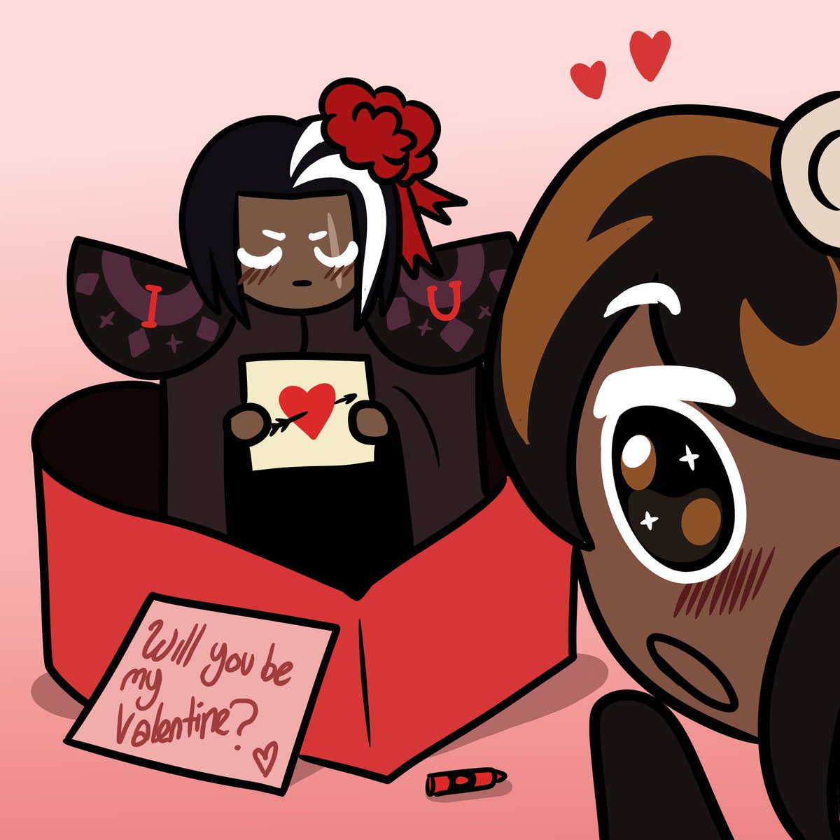 BearDoughnut's tweet photo. HAPPY VALENTINE'S DAY!!! SOME SPECIAL CARACHOCO FOR Y'ALL!
They're canon bye

#Darkchococookie #caramelarrowcookie #cookierun https://t.co/bWCIc61ZJZ