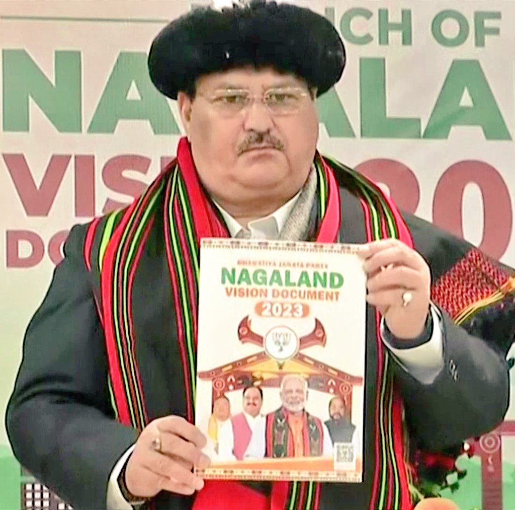 BJYM4NAGALAND's tweet photo. Hon'ble National President @BJP4India, @JPNadda ji on 14th feb launched the @BJP4Nagaland #VisionDocument2023 at party head office Kohima.
#Womenwelfare
#YouthEmpowerment
#Boostinghealthcare
#PromoteTourism
#BasicInfra
#EconomicDevelopment
#GoodGovernance
#NagalandElections2023 https://t.co/RIKBxvzjTx