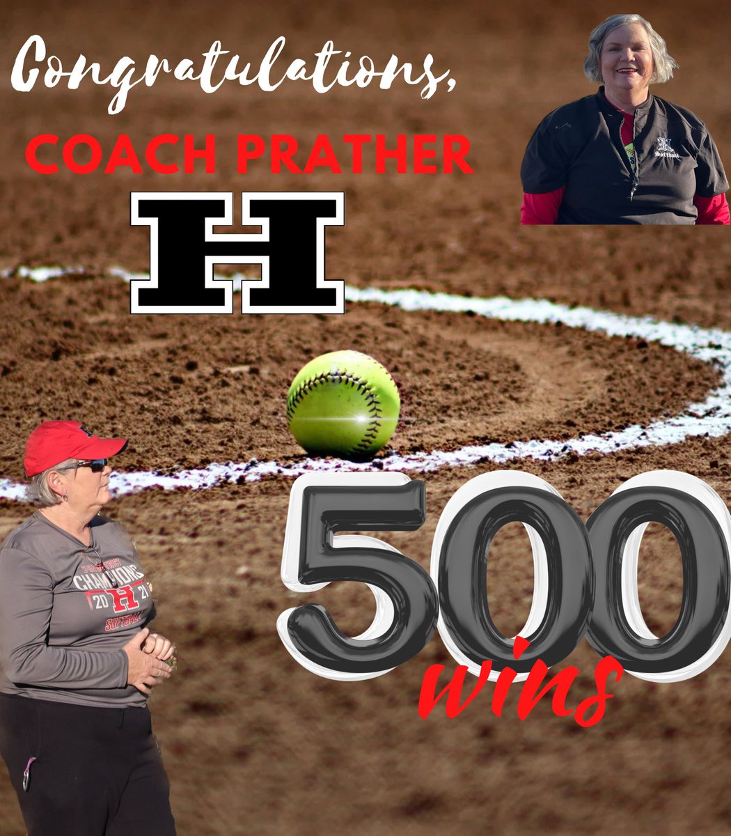 JMHanksHigh's tweet photo. The Kingdom would like to congratulate @HanksSoftballโs leader, Coach Prather, on her 500th WIN as a head coach!! Her love for the game and her dedication to Hanks High School is unmatched! G.O.A.T. โค๏ธ๐ฅ https://t.co/l2zP3tA0bm
