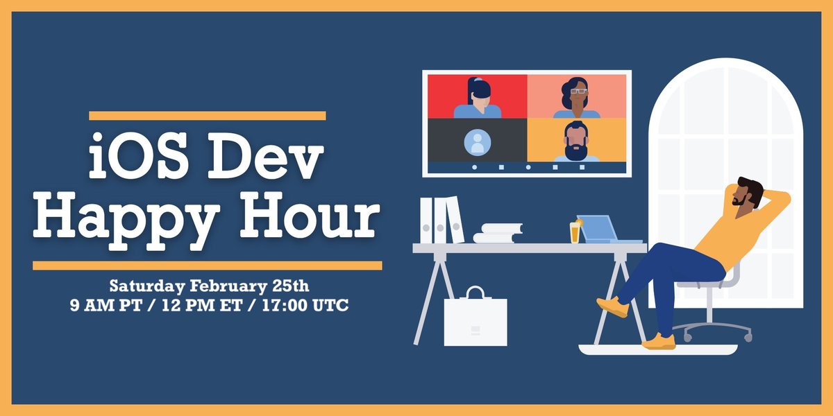 🚨 Get ready for this month's #iOSDevHappyHour on February 25th!

Our monthly meetup welcomes iOS developers of all experience levels to hang out and make new friends!

Enjoy breakout rooms🚪, guest speakers🔈and a giveaway🎁 RSVP here for the Zoom link: idhh-feb2023.eventbrite.com