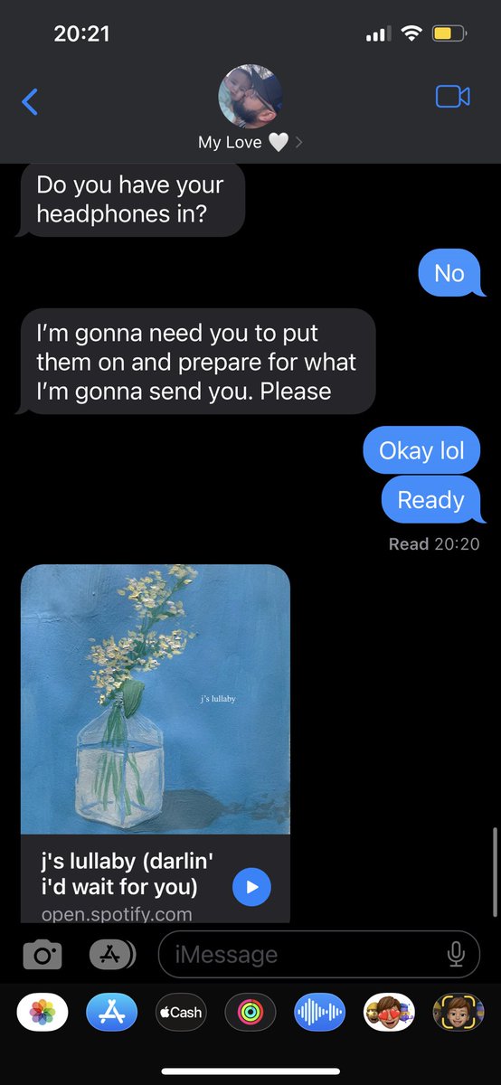 jordan_rivera13's tweet photo. My husband wanting me to experience a song with my headphones in so I could completely experience it and listen to it has me bawling like a baby https://t.co/j878O4xKzc