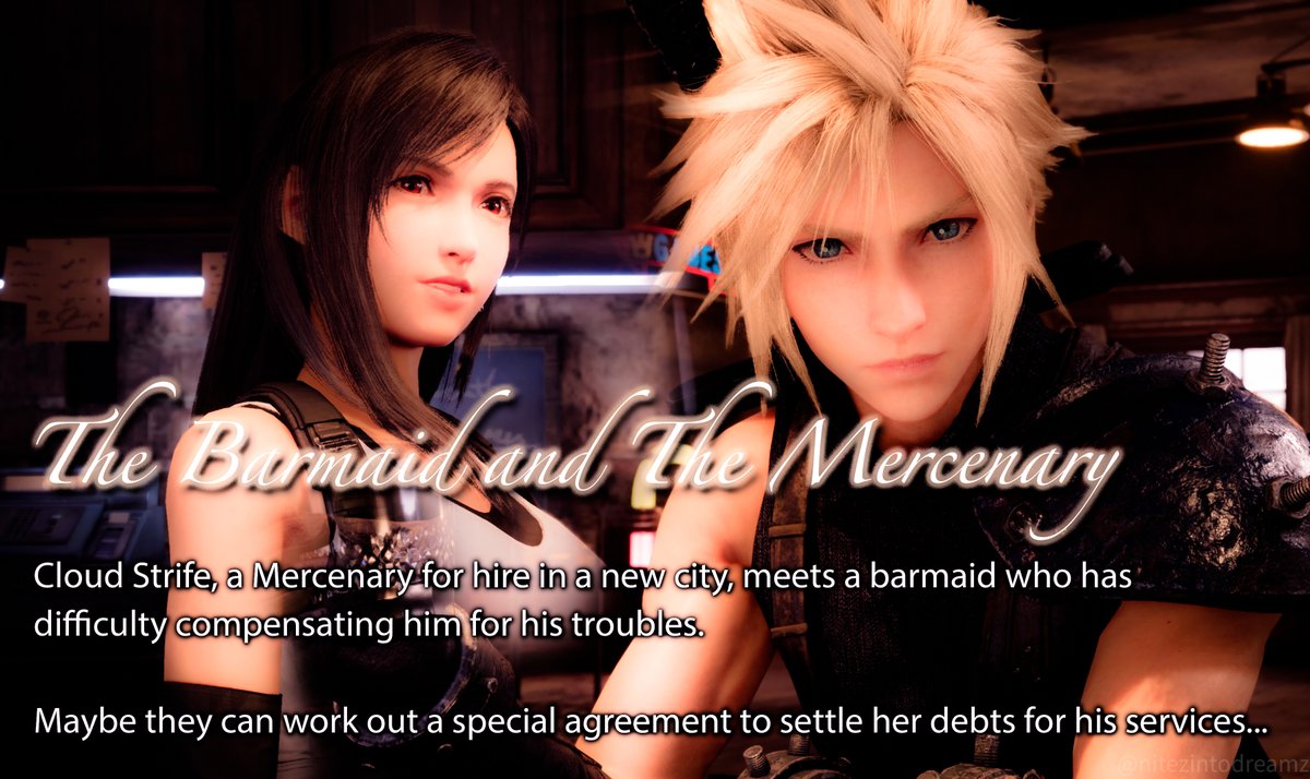 nitezintodreamz's tweet photo. Can't end Valentine's Day without some Cloud x Tifa smut! ❤️‍🔥🔞
New one-shot: 'The Barmaid and The Mercenary'🥃⚔️
A commission for @RandomNevets!  Thank you! 💞
👉https://t.co/vdDOSWyjzT
#cloti #Clotigrams23 #FFVIIRemake https://t.co/FFNrhAmeaG