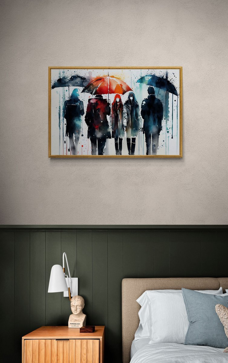Looking for a unique piece of art to add to your collection? Check out this People on the Rain watercolor print 🖼️👩‍🎨 A perfect blend of abstract and realism! etsy.me/3E81UZe #WatercolorArt #AbstractWatercolor #PeopleOnTheRain #ModernArtPrint #EtsyShop