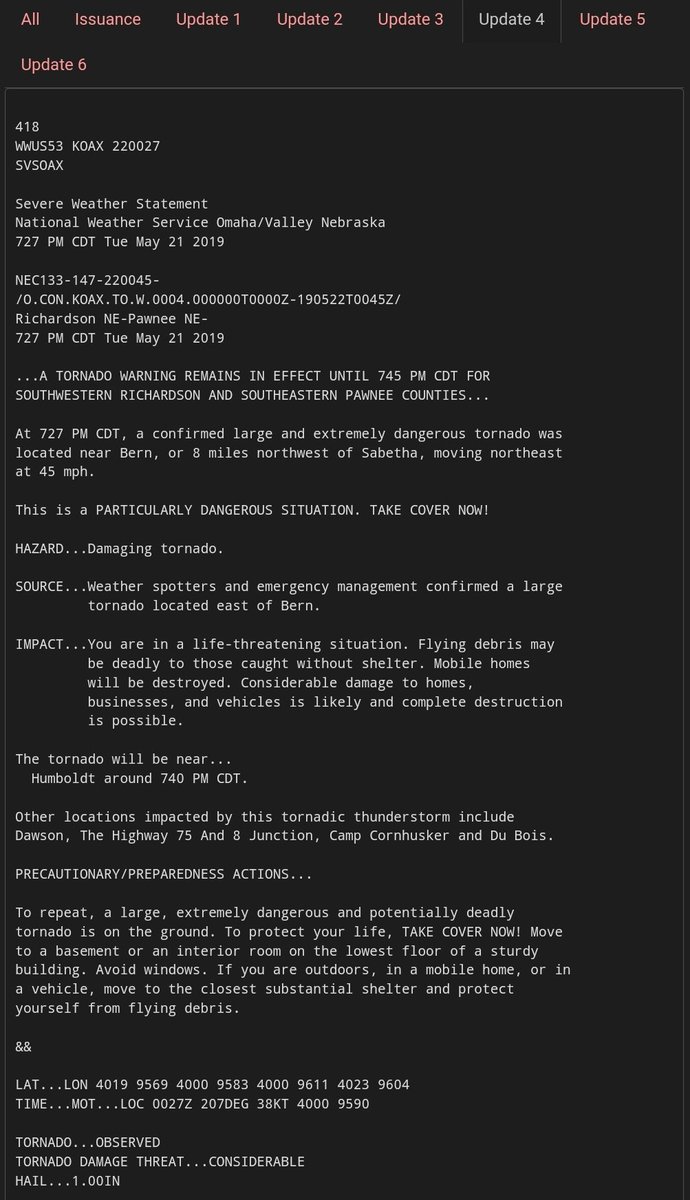 Did you know?
The last time that KOAX has issued a PDS tornado warning was in 2019. A large destructive tornado was located over SE NE in Pawnee & Richardson counties. The last PDS Watch was in 2020, when a derecho occurred. @NWSOmaha #wxhistory #weather #severe #tornado https://t.co/tyNxqeoqgd