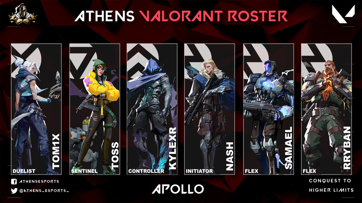 athens_esports_'s tweet photo. Breaking barriers and conquesting higher limits.
Athens Apollo will rise up to conquer the next challenges with our new roster. See you again soon in the battlefield.
@tomixVLRT @samaelgg @kylebandal @tossvlr @nashesfx
Coach: @meiraclevlr
#AthensApollo #Valorant https://t.co/DTLMFhLDmK