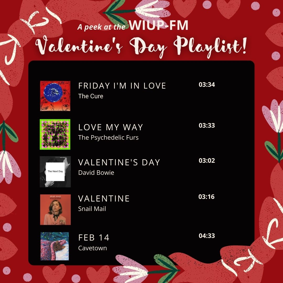 The WIUP Valentine's Day playlist has arrived! Here's just a few of the tracks you can look forward to- link to the full playlist on Spotify is below! 💌💘
open.spotify.com/playlist/4wR7u…
