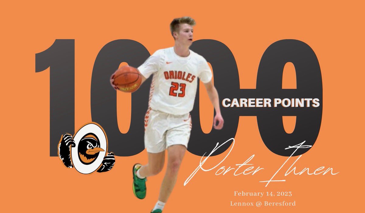 Congratulations to <a href="/PorterIhnen/">Porter Ihnen</a> for hitting 1,000 career points!