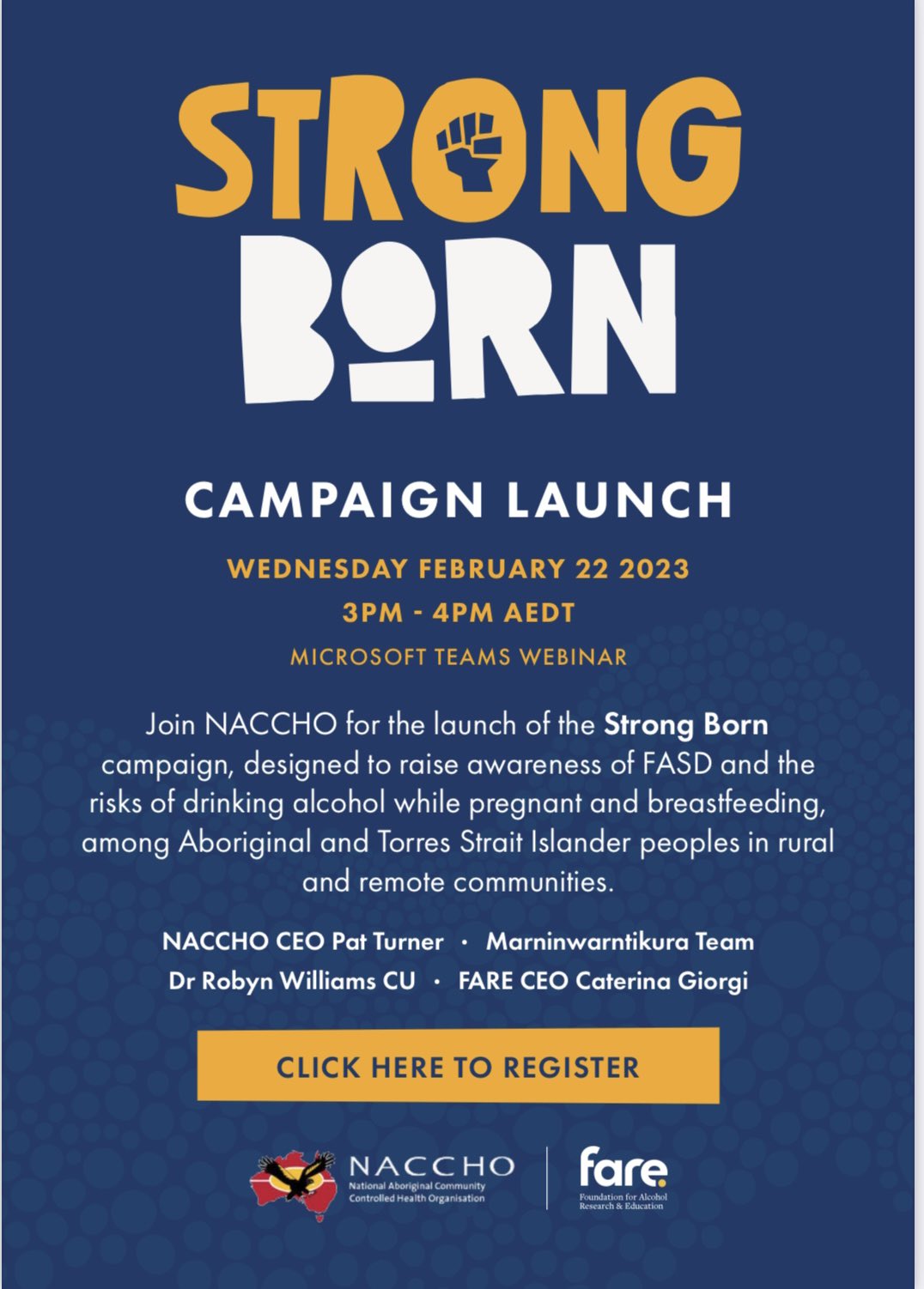 Caterina Giorgi on X: "Next week is the launch of Strong Born - a campaign  developed by @NACCHOAustralia as part of the national program to prevent  alcohol use in pregnancy & @FASD -