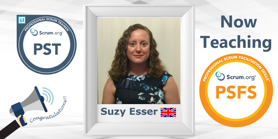Scrumdotorg's tweet photo. Congrats to Professional Scrum Trainer Suzy Esser for earning her license to teach the Professional Scrum Facilitation Skills (PSFS) training course! Learn more about Suzy at https://t.co/S9aogYOuys @suzyknights https://t.co/9d3JGn7NwP