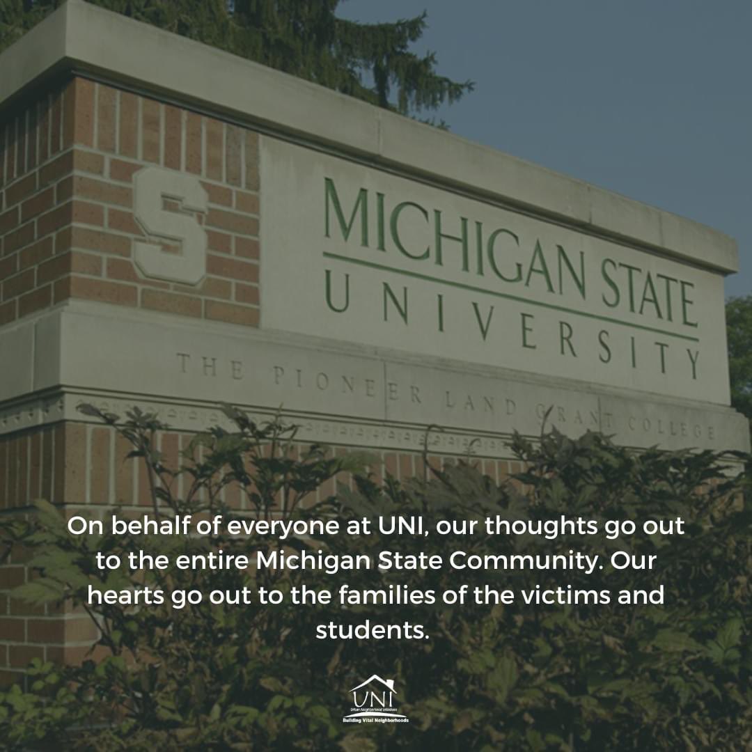 It is with a heavy heart that we acknowledge the tragedy that occurred last night at Michigan State University. Our hearts go out to the entire MSU community and the families of those affected. 

 We need more than thoughts and prayers, we need action and we need it now. 💚