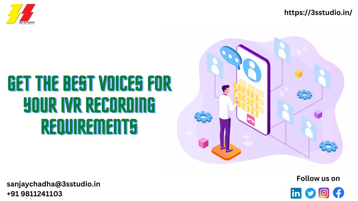 #3sstudio is a leading #mediaproductioncompany in #Inida helping many small and medium-sized business owners in creating their #IVRrecordings. With the help of our talented #voiceartists, we can create the most efficient and user-engaging #ivrrecording for you. #audioproduction