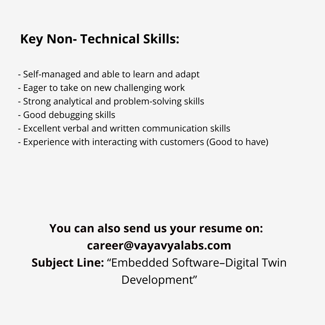 vayavya's tweet image. Join in and work with a great team driving innovation through Digital Twin. We are #hiring
Apply: vayavyalabs.com/current_openin…
#digitaltwin #embeddedengineer #hiring