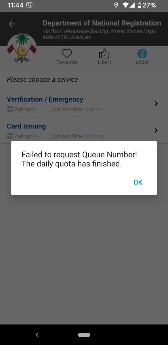 Mohderlife's tweet photo. Dear @mv_dnr, Today is the second day I got "daily quota has finished".  You do realize that if there is a backlog for issuing ID cards, then it'll just keep growing longer. https://t.co/nEllrqwIsB