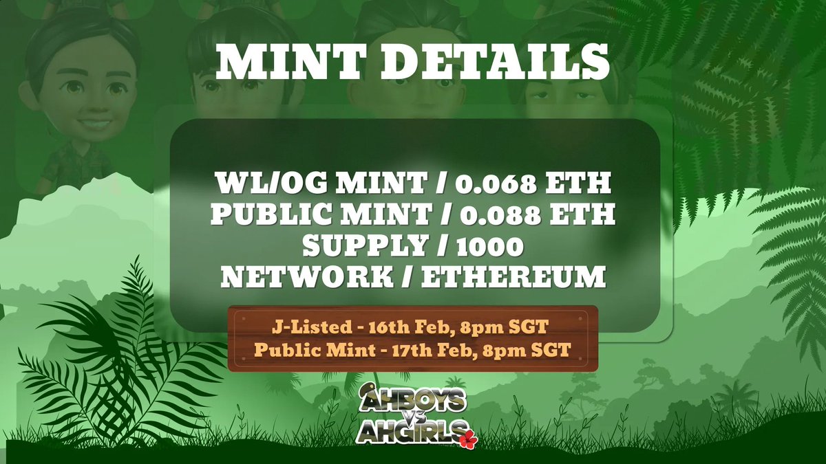 Ah Boys VS Ah Girls NFT | Mint is LIVE tweet media