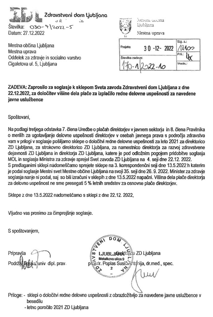 BojanPozar's tweet photo. Ko razvpita Jankovićeva direktorica ljubljanskega Zdravstvenega doma, po vsem tem, kar se (tam) dogaja, predlaga, da se njo in preostalo vodstvo tega zavoda dodatno nagradi za “uspešno delo”… ?! #cinizemnaših https://t.co/l7wWEHopXL