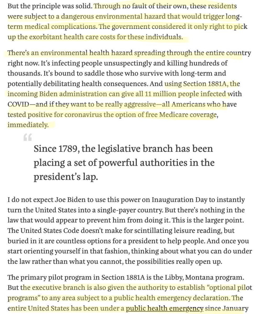 When we said Biden should use his executive power to expand Medicare coverage to all due to Covid, unimaginative Dems said it would violate the spirit of a law meant to serve specific towns impacted by disasters. So what's the excuse for not doing it now in East Palestine, Ohio?