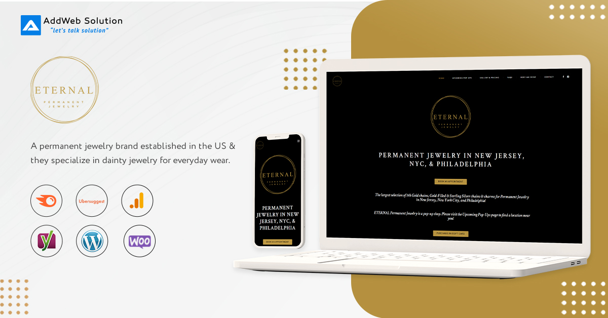 AddWebSolution's tweet image. How we helped one of our US-based permanent jewelry provider clients, ETERNAL jewelry to grow online with a personalized SEO strategy in 6 months. Know More: addwebsolution.com/portfolio/eter…
Looking for SEO agency to help you improve your organic results? #letstalksolution
#seo #Marketing