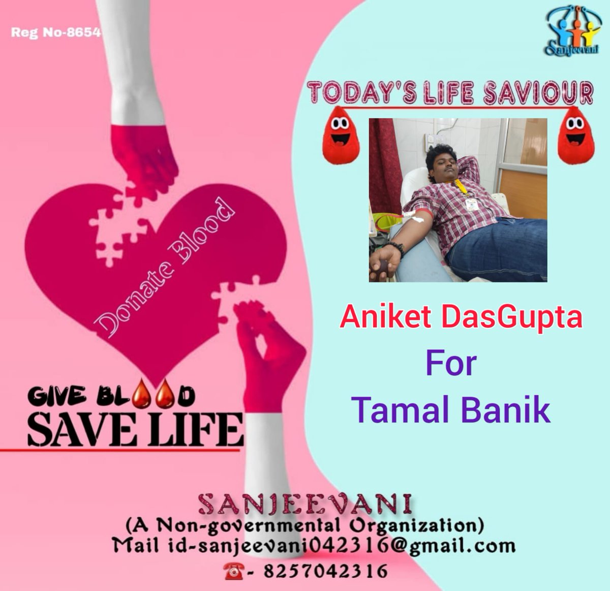 Sanjeevani8654's tweet photo. Tamal Banik, who is under going treatment at AGMC Hospital, today, was in urgent need of blood. His family contacted #Sanjeevani.A dedicated member of our NGO #Aniket_Dasgupta took time out of his busy life to run and donate blood. #Sanjeevani would like to thank #Aniket_Dasgupta https://t.co/DYC6eUtDnO