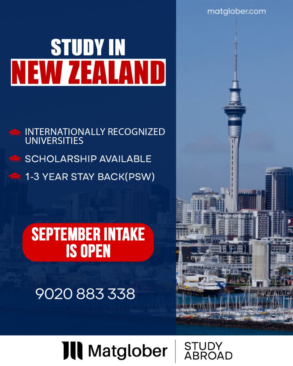 matglober's tweet photo. New chapter, New beginning in New Zealand ✈️🇳🇿
.
.
.
Study in New Zealand

📚 Internationally recognized Universities
📚 Scholarship available
📚 1 - 3 year stay back
.
.
.
Matglober | Study abroad https://t.co/oqRx8fbD0N