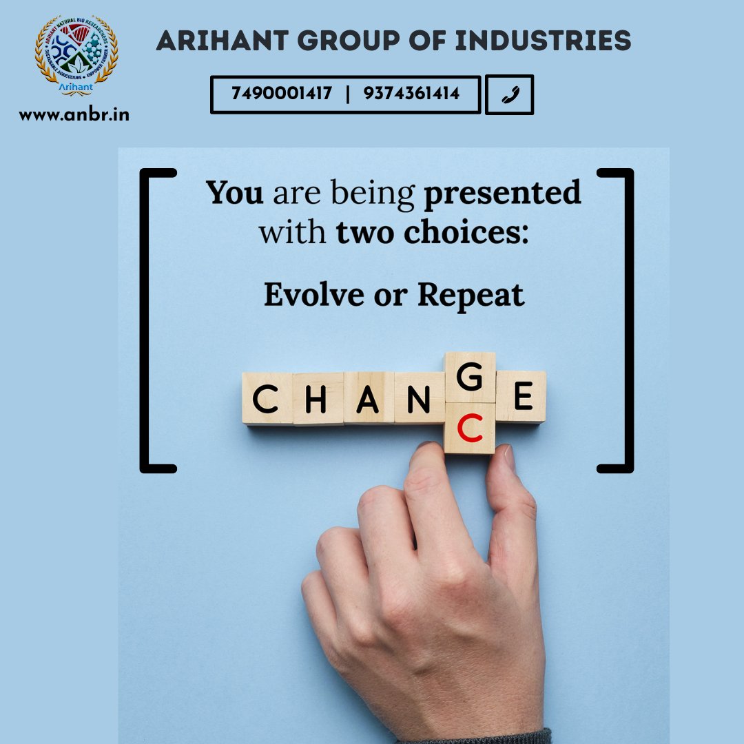 Sticking to a mould and not bringing any change or adapting to changing situations is fruitless. In order to Evolve one needs to change. This change is the chance that you give yourself to succeed.  #evolve #succeed #change #breakthemould #arihantgroup